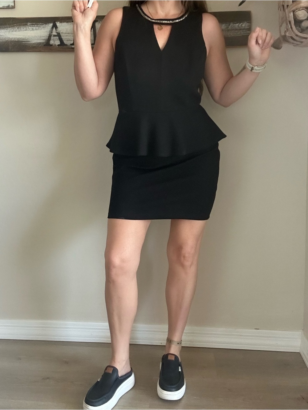 Peplum Dress with Keyhole Neck